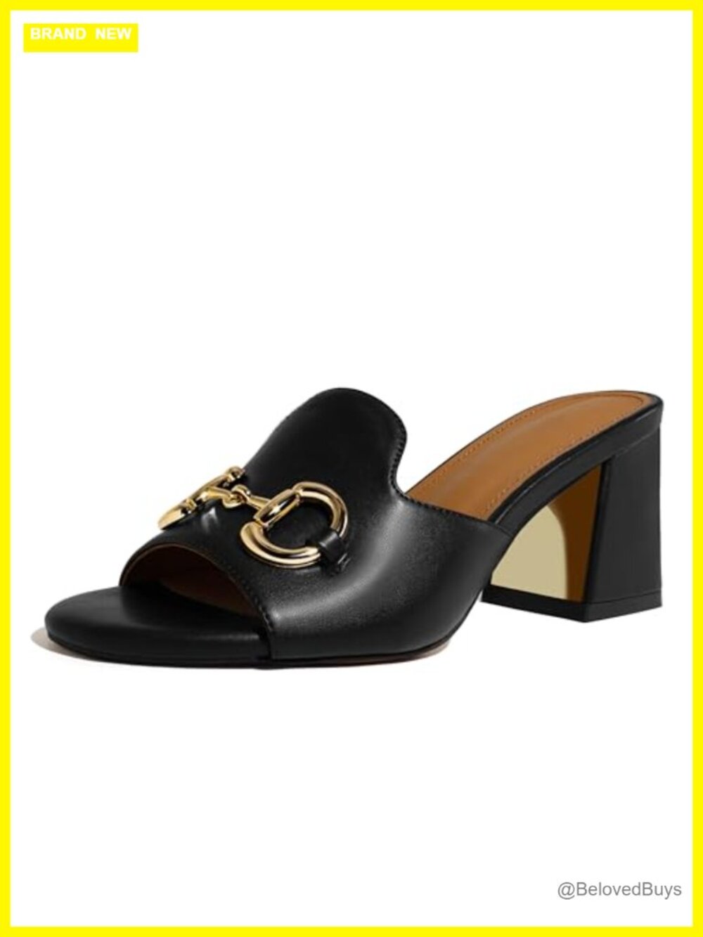 Women's Square Open Toe Buckle Chunky Block Heel Mules Slip On Sandals